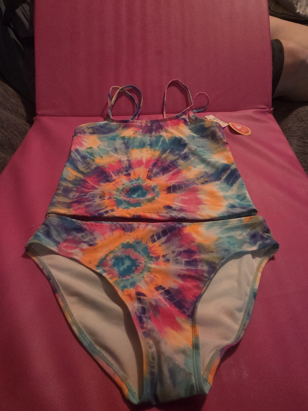 The Children's Place Girls' Tie-Dye Two-Piece Tankini - Blue Pink Purple Yellow